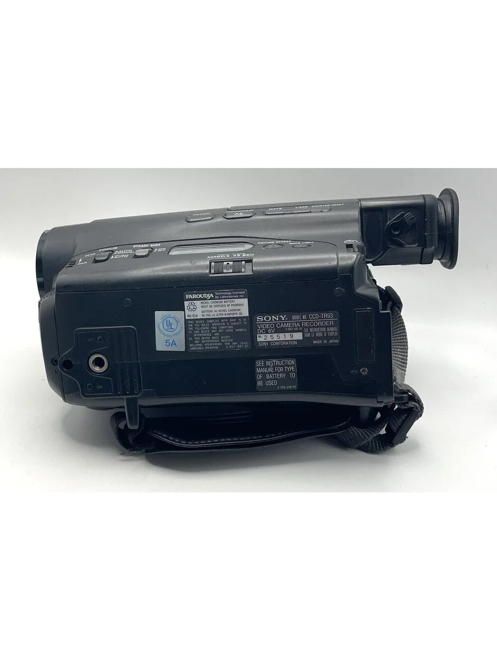 Sony Handycam 8mm Video 8 Video Camera Recorder CCD-TR93 - W/ Wall Plug AC-V16